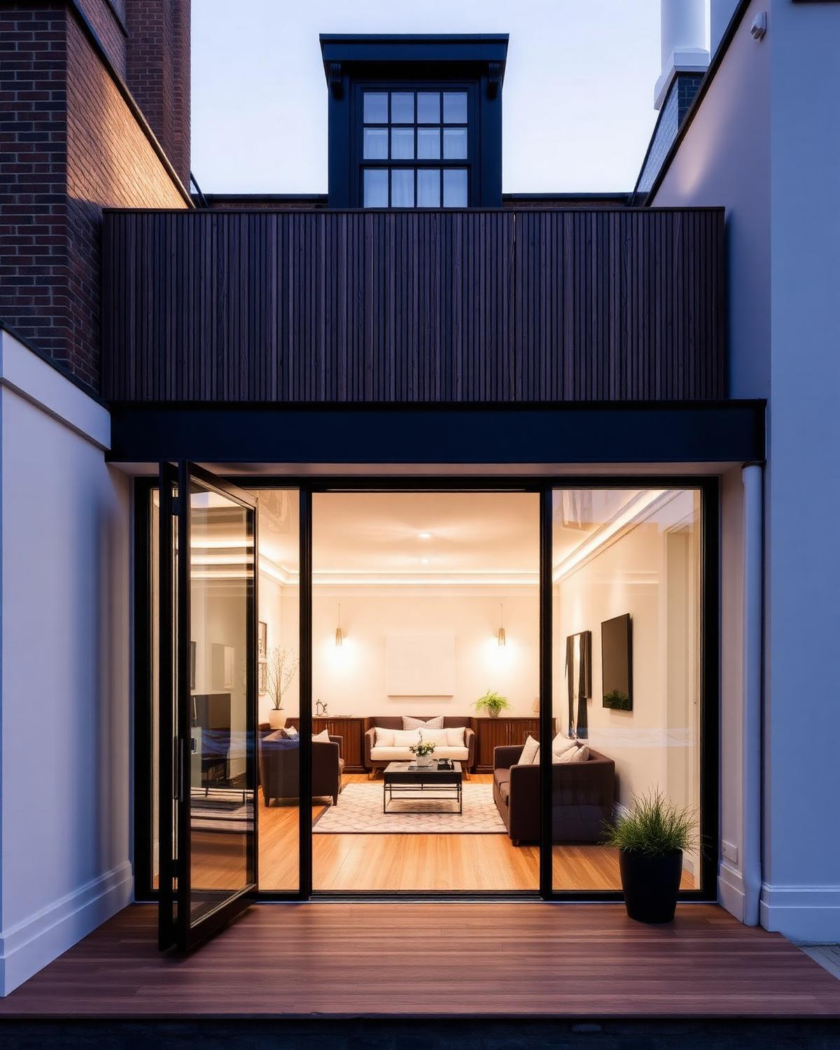 Modern glass rear extension on a Victorian Highgate home in London